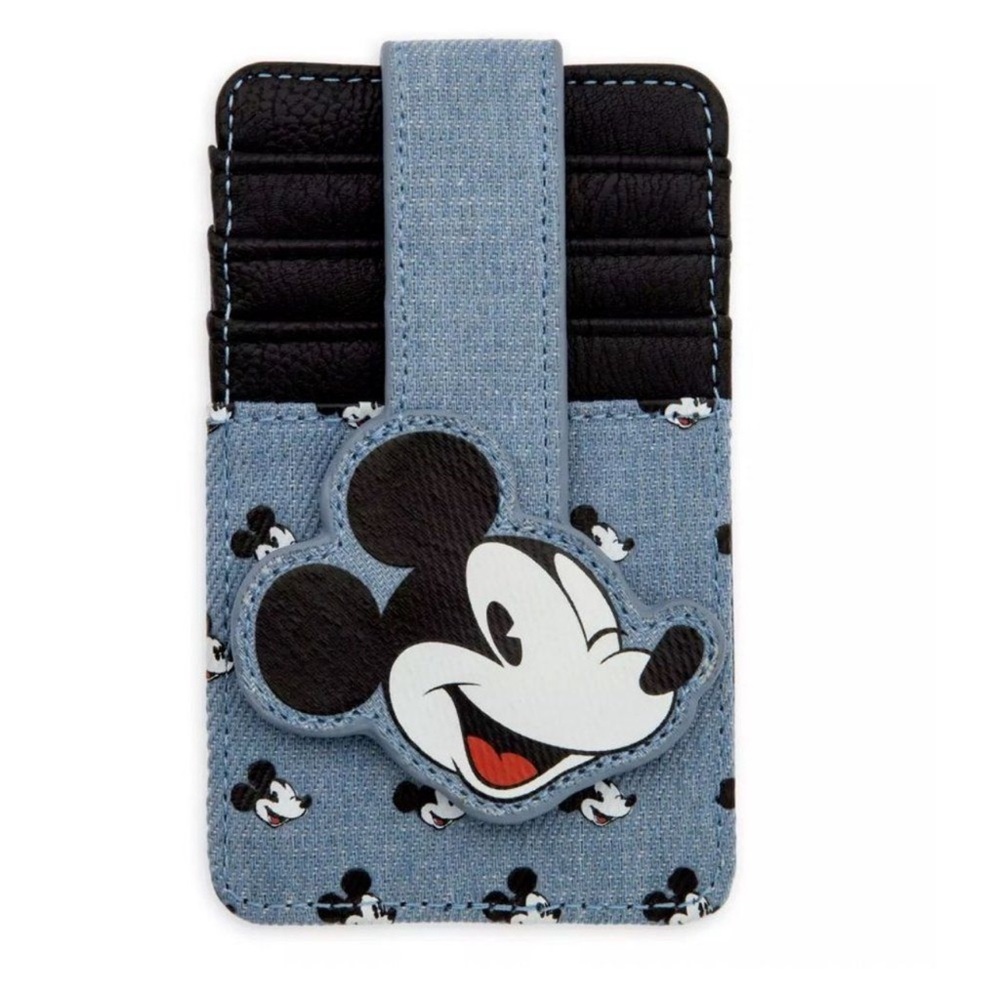 Disney Parks Mickey Mouse RFID Blocking Cardholder Denim Wallet
